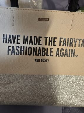 Kate Spade x Walt Disney Canvas Tote - Cream with Silver Glitter